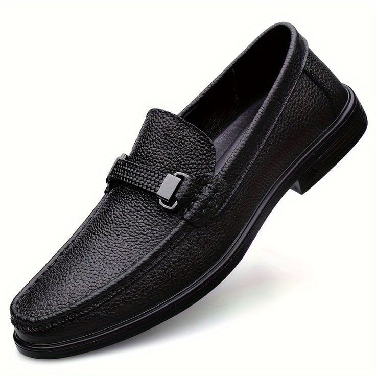 Trendo Shoes Men’s Black Leather Bit Loafers - 888