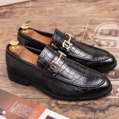 Men’s Croc-Embossed Horsebit Loafers - 8765