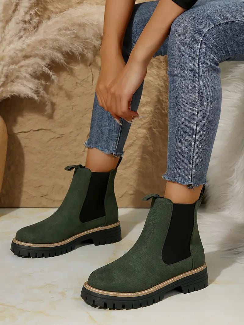 Suede Leather Chelsea Ankle Boots - 2225