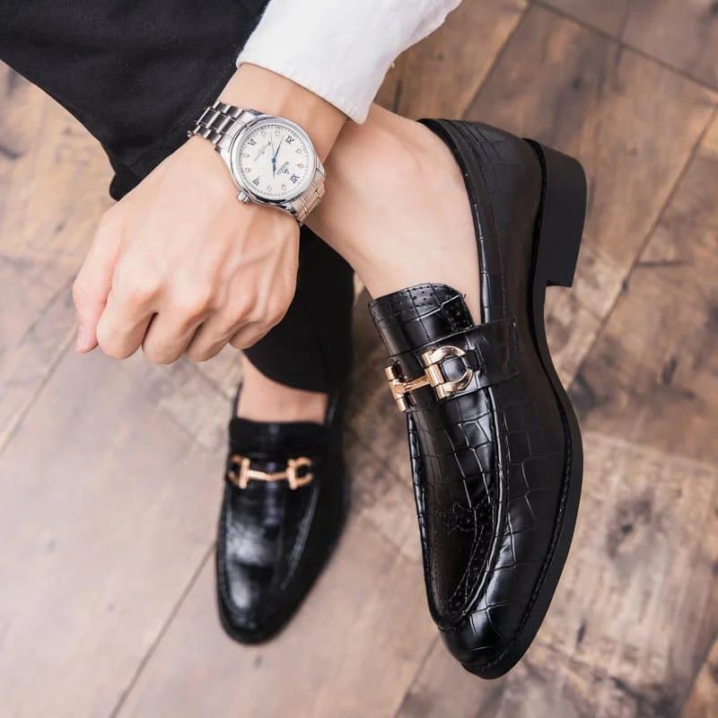 Men’s Croc-Embossed Horsebit Loafers - 8765