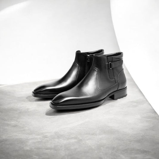 Men’s Black Leather Ankle Boots - 2227