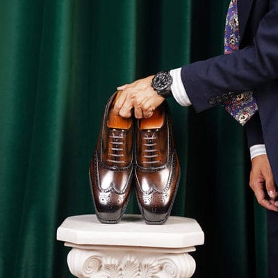 Men’s Brown Leather Brogue Oxford Shoes LM.2456