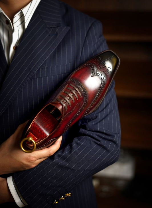 Men’s Brown Leather Brogue Oxford Shoes LM.2456